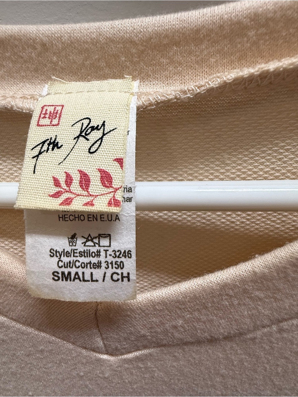7th Ray Pale Pink Crewneck Top - Picture 3 of 3